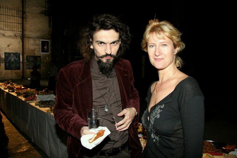 Vernisáž Projektu Michael2007 - iniciátorka projektu, spisovatelka a básnířka Sylva Lauerová s Varhanem Orchestrovičem Bauerem