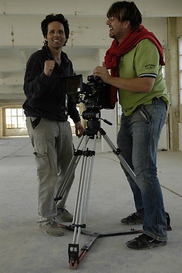 Natáčení Maria sólo trabaja - režisér Lukáš Horký (vpravo) s kameramanem Thomasem Krivym