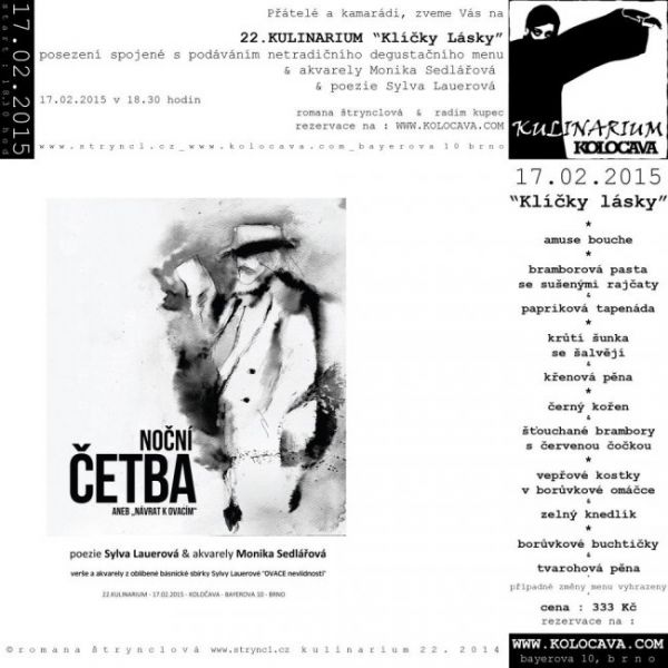 22. Kulinárium Romany Štryncl; poezie Sylva Lauerová, akvarely Monika Sedlářová