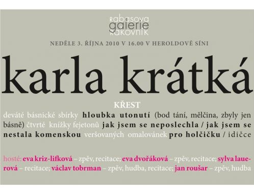 křest knih Karly Krátké - pozvánka