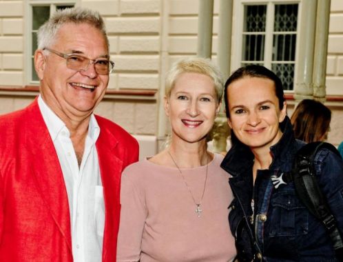 Sylva Lauerová with her husband Klaus and photographer Lenka Hatašová; International Film Festival Karlovy Vary 2012