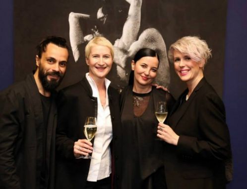 Sylva Lauerová and spanish artist Emilio Fornilies, his wife Zofie Angelic - haute couture jewelry designer and Barbora Kozáková, manager of publishing house van Aspen; Photo by Jiří Jansch