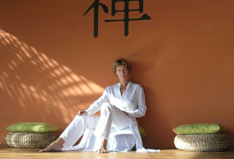 In the meditation pavilion... in the centre of a heavenly garden.