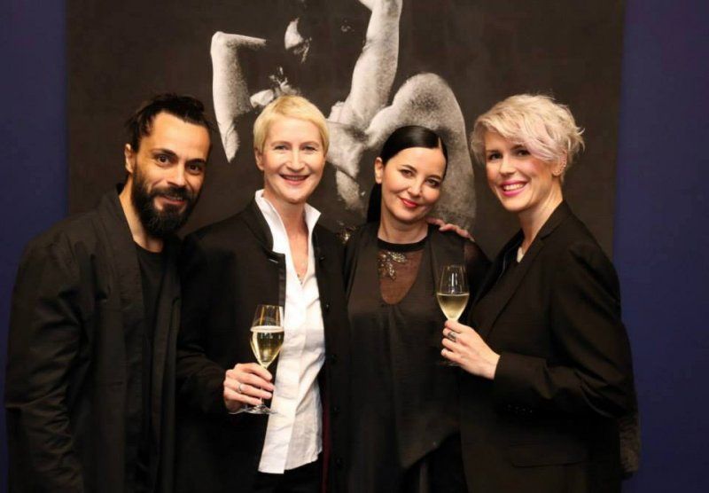 Sylva Lauerová and spanish artist Emilio Fornilies, his wife Zofie Angelic - haute couture jewelry designer and Barbora Kozáková, manager of publishing house van Aspen; Photo by Jiří Jansch