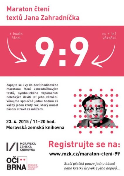 „9:9“ - poezie Jana Zahradníčka z úst Sylvy Lauerové na Maratonu čtení