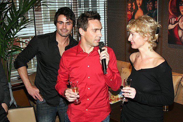 Křest Hračky - spisovatelka Sylva Lauerová, Roman Vojtek, Mirek Šimůnek (foto: Klára Smílková)