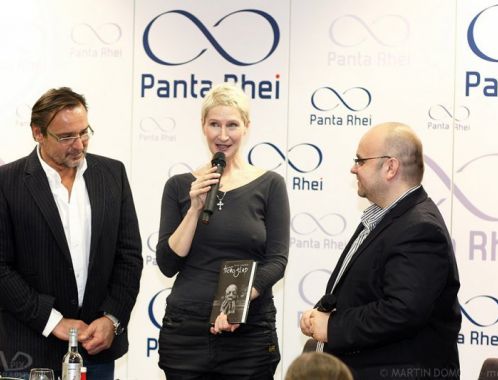 Book launch  Bratislava November 11., 20122, Sylva surrounded by charismatic godfathers - Jozef Vajda and Dado Nagy. Photo by Martin Domok