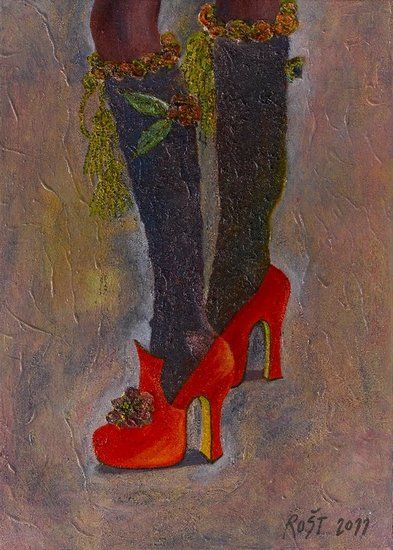 Simona Techetová: "Hříčka"; olejomalba 70x90 Romana Štrynclová; foto: František Chrástek