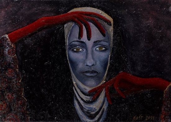 Kateřina Rudčenková: "Jsi černá"; olejomalba 70x50 Romana Štrynclová; foto: František Chrástek